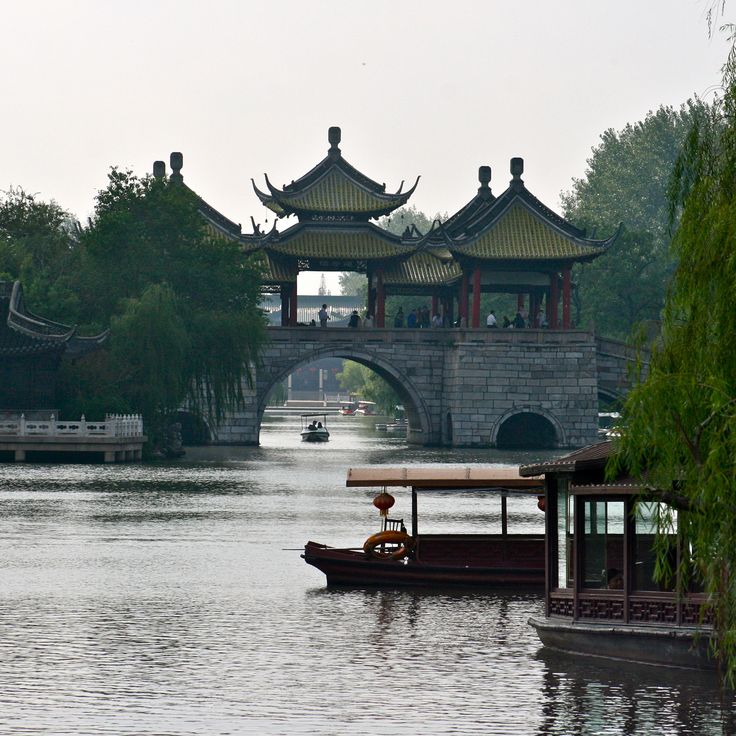 Five Pavilion Bridge at Slender West Lake in Yangzhou